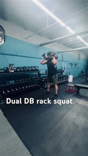 Dual DB rack squat #fitover40 #onlinetraining #squat
