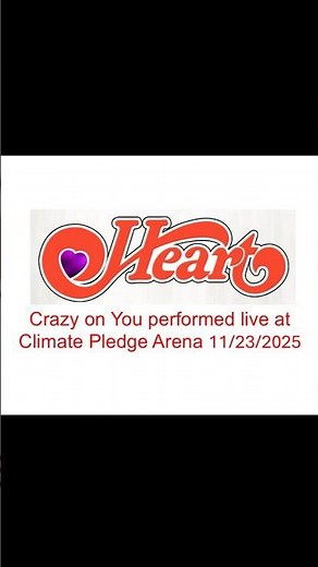 Crazy On You by Heart, Climate Pledge, 11/23/2025 #annwilson #nancywilson #classicrock #shorts