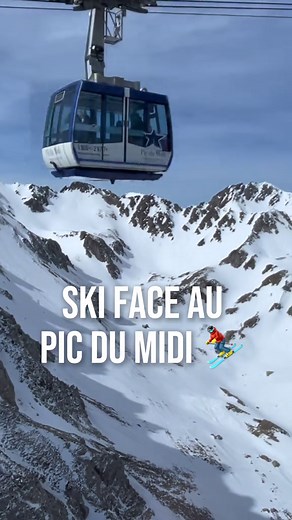 Skier face au Pic du Midi dans les Pyrénées ⛷️ 📍La Mongie – Grand Tourmalet Une station incroyable pour un séjour ski en famille. #lamongie #picdumidi #pyrenees #skienfamille #montagne