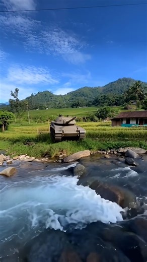 Tanks crossing the river #tank