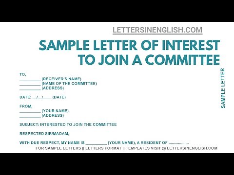 Letter Of Interest To Join A Committee - How To Write Letter To Join A Committee