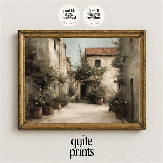 Vintage Mediterranean Village Path Oil Painting, Rustic Cottage Garden Wall Art (printable Digital Download) - Etsy Canada