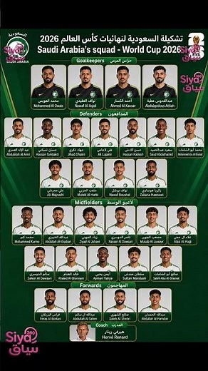 رسمياً .. تشكيلة الأخضر السعودي لنهائيات كأس العالم 2026 🇸🇦🦅
