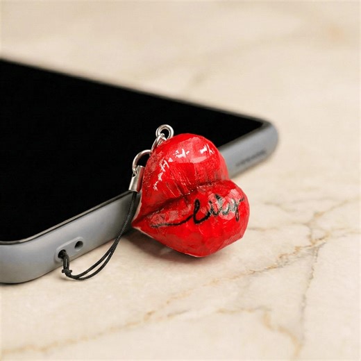 Custom Name Red Lips Phone Charm, Handmade Wooden Lip Decor, Whimsical Mother’s Day Gift for Mom, Personalized Text Lip Phone Charm - Etsy