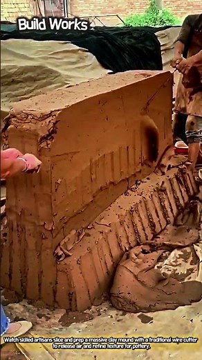 Slicing Through Massive Clay Like Butter! #worker #process #clay #satisfying #craftsman
