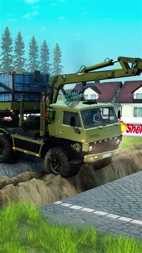 Trailer Truck vs Pothole | Spintires Mudrunner E359