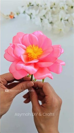 How to make ribbon flowers💗 diy rose #flowers #viralvideo #craft #fyp #diy #shorts