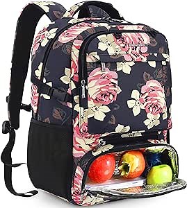 CoolBELL Lunch Backpack 15.6 Inches Laptop Backpack Bags with Insulated Compartment/USB Port Water-resistant Hiking Backpack for Nurse Teacher Business Work Travel Women Nurse (Peony)