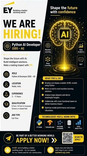 🚀 EY is Hiring – Python AI Developer (GDS – AI)