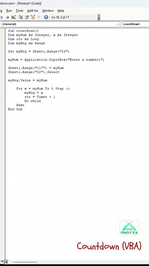 5.7K views · 49 reactions | Countdown #excelbyromeocostillas #excel #exceltagalog #exceintheworkplace #excelpinoy #exceltips #exceltricks | MS Excel Tutorial by RCostillas | Facebook