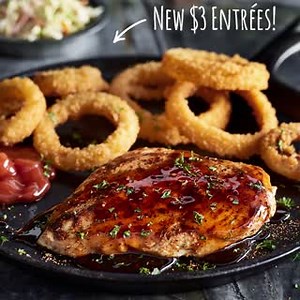 Introducing...NEW $3 Entrées! For a limited time, you can enjoy 1 of 5 entrées for only $3 with a Garden Bar purchase. Now that's a deal. http://www.rubytuesday.com/ThreeDollarEntrees2018 | Ruby Tuesday