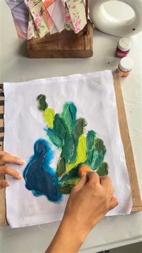 Stencil printing #art#painting#dying#bsc fashiondesigning#peacock#printing