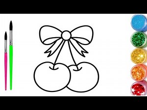 How to draw a Bow and cherry 🍒 / cute bow and cherry drawing for kids / #cherry #bowdraw