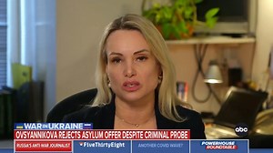 108K views · 172 reactions | EXCLUSIVE: Russian state TV editor, Marina Ovsyannikova, who protested Russia's invasion of Ukraine on the evening news broadcast tells ABC News' George Stephanopoulos: "The Russian people are really against the war. It's Putin's war, not Russian peoples' war." https://abcn.ws/37LOPHS | This Week | Facebook