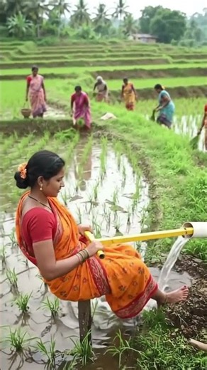 Simple Hand-Powered Irrigation: Smart Watering in the Rice Field 💧🌱 #farming #viral