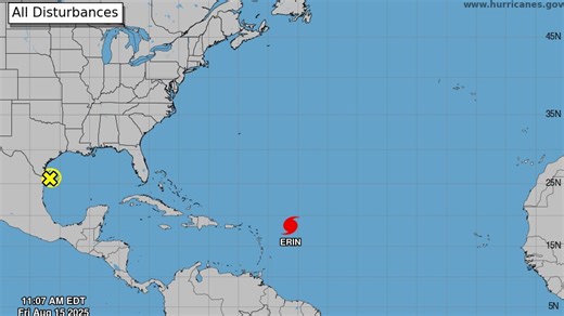 Erin strengthens into hurricane. Invest 98L could become tropical depression in Gulf