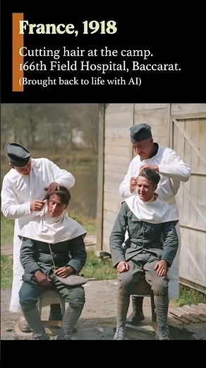 WW1 Brought to Life: Soldiers with haircuts. 1918