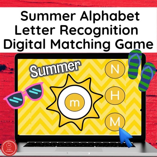 Summer Themed Alphabet Letter Recognition Digital Resource Game