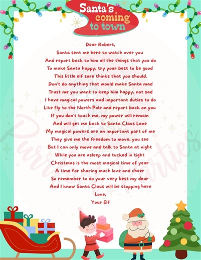 Editable Elf Arrival Poem | Personalized Christmas Letter (digital Download) - Etsy