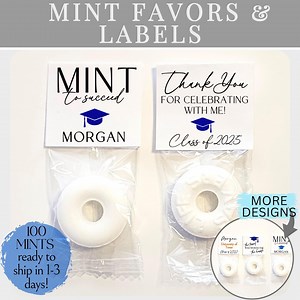 Mint to Succeed Graduation Gift Thank You Label Party Favor for Personalized Guest Gift Custom Sticker Grad Cap Décor Gift Table Decoration - Etsy