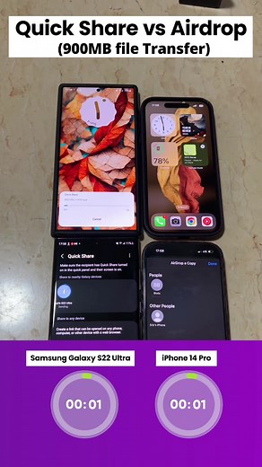 Samsung Quickshare vs iPhone Airdrop, which one is faster featuring @Eric Okafor and @Izzi Boye #samsunggalaxyS22ultra #iphone14pro #airdrop #quickshare #knewkeed #valorreviews
