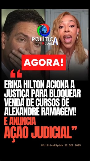 Política Rápida on Instagram: "🚨 AGORA! 💥 CERCO AOS RECURSOS: Erika Hilton aciona a Justiça para bloquear venda de cursos de Alexandre Ramagem! A deputada Erika Hilton (PSOL-SP) anunciou uma nova ofensiva jurídica contra o ex-deputado Alexandre Ramagem. O objetivo é impedir que o parlamentar cassado utilize a venda de cursos online para financiar sua estadia nos Estados Unidos. ESTRATÉGIA DE SOBREVIVÊNCIA: Após perder o mandato e o salário da Câmara, a esposa de Ramagem, a procuradora Rebeca R
