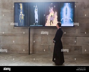 Video installation "Martyrs (Earth, Air, Fire, Water)" by American artist Bill Viola at St Paul's Cathedral in London, UK Stock Photo - Alamy