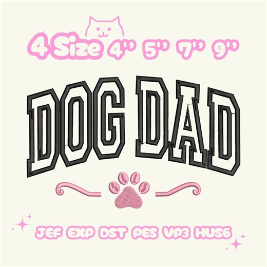 Dog Dad Machine Embroidery Designs, Father's Day Embroidery Pattern, Dog Paw Embroidery Files Trendy, Birthday Dog Designs - Etsy