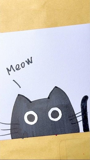 Easy draw black cat #easydrawing #howtodraw #forkids #easyart #blackcat #cat #kitten #kids #meow