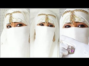 Muslim Bridal Niqab tutorial 9/ white Bridal Niqab tutorial with jwellery