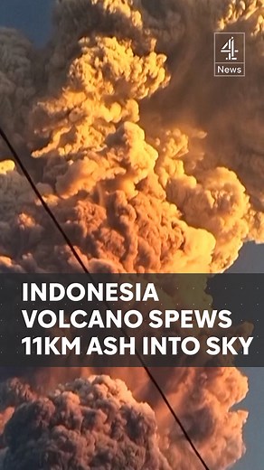557K views · 2K reactions | Mount Lewotobi Laki-Laki volcano erupts in Indonesia sending a massive ash plume soaring 11 kilometers into the sky. Hundreds of residents were evacuated and authorities raised the eruption alert level to the most dangerous.#Volcano #Indonesia #MountLewotobi #Channel4News | Channel 4 News | Facebook
