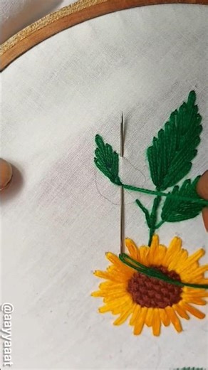 Easy Leaf Embroidery | Beginners Will Love This 💚#shorts #trending #embroidery