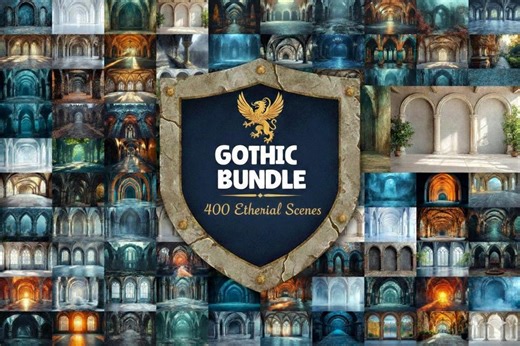 Gothic Backdrops - 400 Gothic Arch Backdrops | Dark Aesthetic Cathedral Interior Background Bundle - Etsy