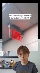 2.9M views · 10K reactions | Double sided exit signs are not transparent, although they might look like so. There's a thin sheet of mirror sandwiched between the transparent acrylic sheets so that both sides reflect the surroundings. #mirror #physics #reflection #science | vt.physics | Facebook