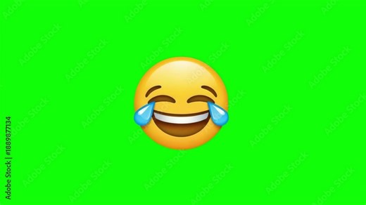 Animated Laughing Face Emoji with Tears of Joy on Green Screen Background for Video Editing Overlay