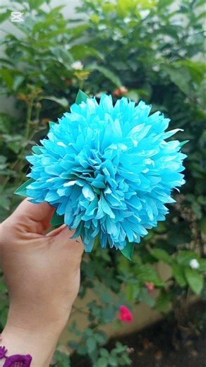 How to make a tissue paper flower # diy # realistic blue tissue paper flower # short