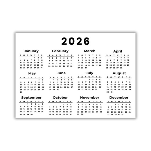 Landscape Calendar 2026 Printable One Page Full Year US Letter A4 A3 A5 Download - Etsy