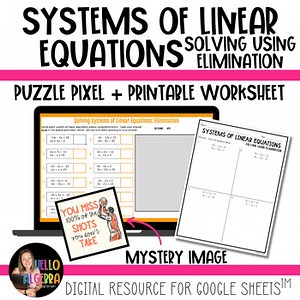 Solving Systems of Linear Equations using Elimination Digital   Print Activity