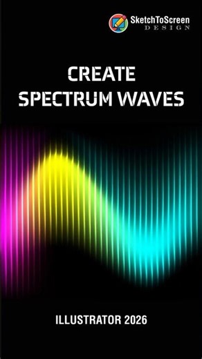 Illustrator 2026 Create Colorful Neon Spectrum Wave Effect