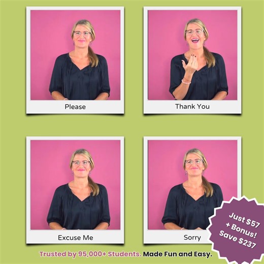 👋 𝗟𝗲𝗮𝗿𝗻 𝗦𝗶𝗴𝗻 𝗟𝗮𝗻𝗴𝘂𝗮𝗴𝗲 𝗢𝗻𝗹𝗶𝗻𝗲 for only $57 - Save $237! 👉 𝗦𝗽𝗲𝗰𝗶𝗮𝗹 𝗼𝗳𝗳𝗲𝗿 𝗘𝗡𝗗𝗦 𝘁𝗵𝗶𝘀 𝗙𝗿𝗶𝗱𝗮𝘆. This is a fun & easy course bundle to do. With a fantastic online community to cheer you on! Learn Australian Sign Language (Auslan) 𝗢𝗻𝗹𝗶𝗻𝗲 𝗮𝗻𝘆𝘁𝗶𝗺𝗲, 𝗮𝗻𝘆 𝗽𝗹𝗮𝗰𝗲 & 𝗮𝘁 𝘆𝗼𝘂𝗿 𝗼𝘄𝗻 𝗽𝗮𝗰𝗲 - 𝗼𝗻 𝗮𝗻𝘆 𝗱𝗲𝘃𝗶𝗰𝗲. Presented by a deaf tutor & registered teacher - bilingual in spoken English & Auslan. Course 1 & 2 is $147 each or bund