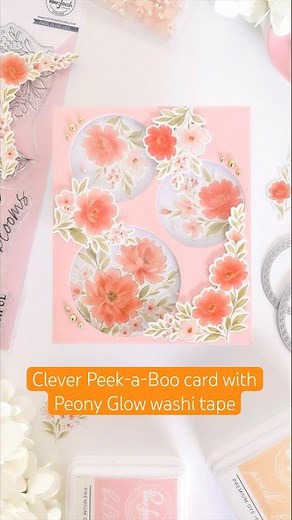 Clever & easy Floral Peek-a-Boo Card with Peony Glow washi tape🌸 #cardmakingtutorial #handmadecards