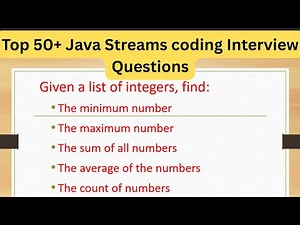 Top 50+ Java Streams Coding Questions - Find min ,max, sum, average, count of all the numbers #java8