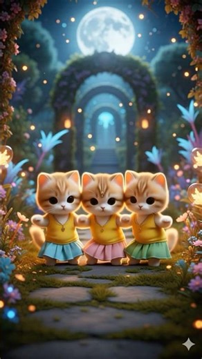 ✨ Moonlight Dance with the Three Kittens 🌙🐾💃#aarules41 #funny #cat