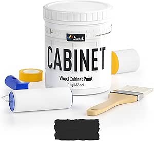 DWIL Cabinet Paint All Match - 32 OZ Black | Waterproof, No Sanding, Low Odor | Kitchen and Bathroom Cabinet Makeover Kit