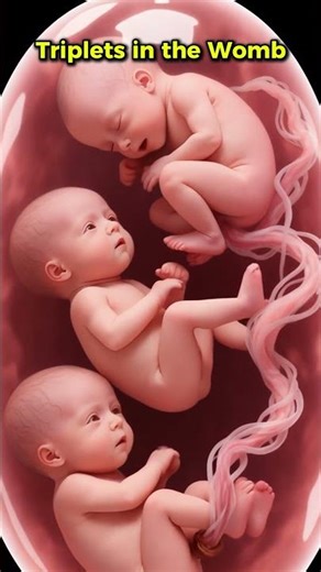 Triplets in the Womb, Stunning 3D Visualization 👶👶👶#shorts #miracleinmotion #pregnant #baby