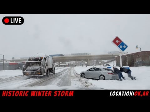 HISTORIC WINTER STORM CONTINUES OK/AR — LIVE STORM CHASER