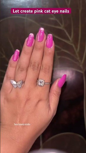 💖 Pink Cat Eye Nail Art Tutorial | Easy Nail Transformation 💅 #NailArt #CatEyeNails #PinkNails