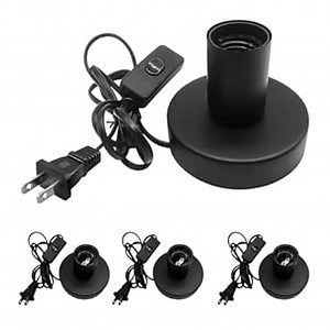 4 Pcs Light Bulb Small Base,Light Socket with Cord Desktop Light Sockets Base,Vintage E26 E27 Screw Light Bulb Holder Base 5.9ft Cord on/Off Switch with US Plug(Black)
