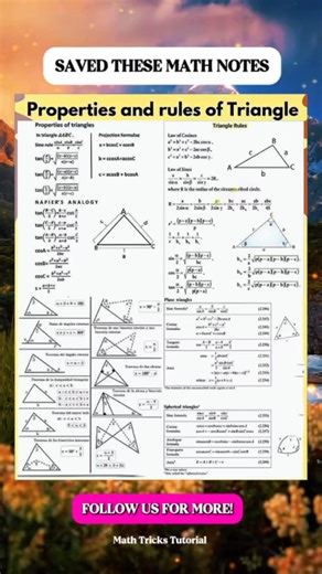 Properties and Rules of Triangle Math Notes | Math Tricks Tutorial