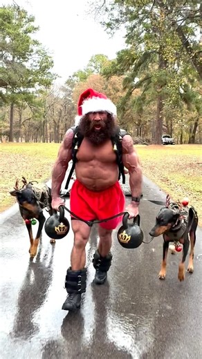 A “Christmas Barbarian” between caveman and canine/s isn’t what it looks like... It’s a fur-powered feat of fitness that leaves everyone, including gravity, panting for breath. On this day we honor the bond above... between caveman and canine weaves a story of loyalty and love, transcending words, and deepening with each shared sunrise and sunset. We honor our ancestors not by sitting on our asses, but by rising up and conquering the elements—the way of the fuckin’ Barbarian! From my attack pack